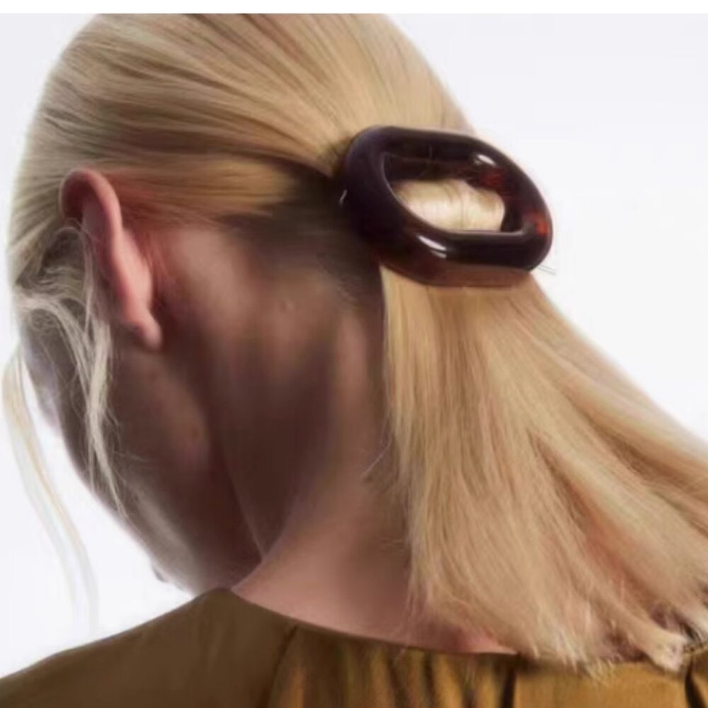 NWT COS Oval Tortoiseshell-Effect Hair Clip Dark Brown/Gold